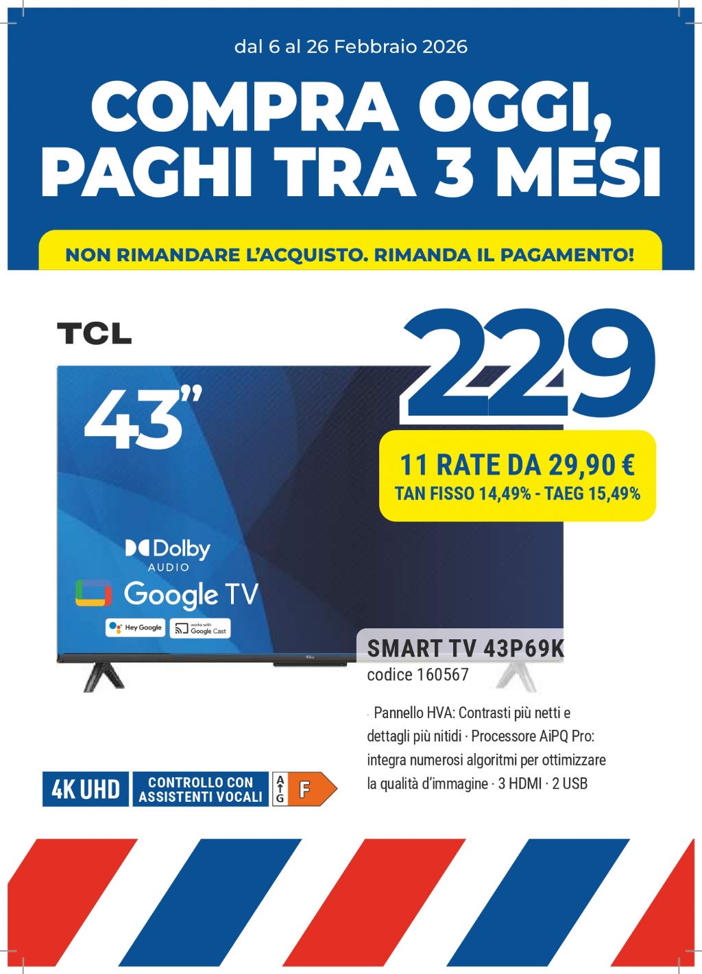 TV TCL 43P69K 43'' 4K
